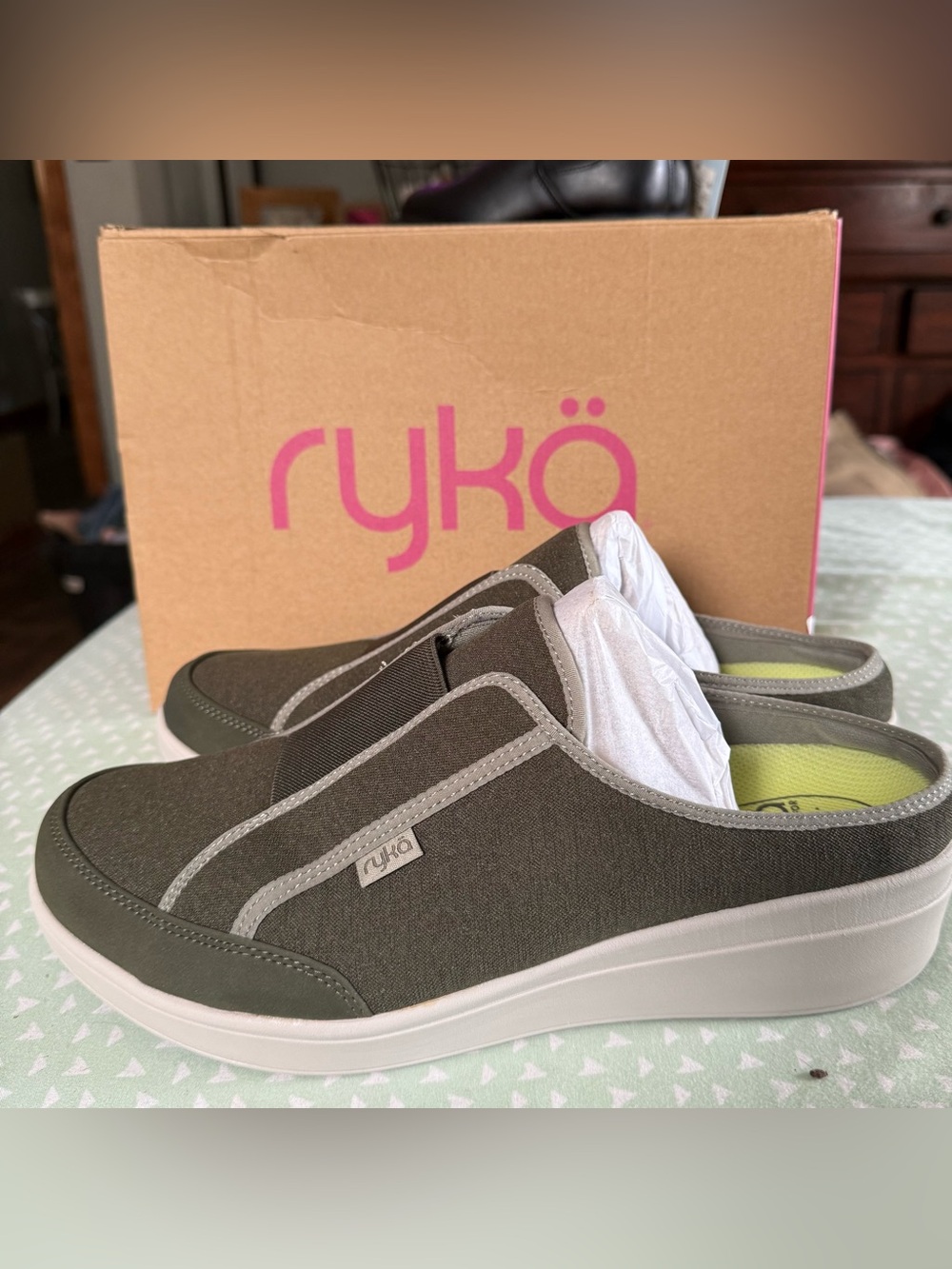 Ryka Slip-On Sneakers in Olive